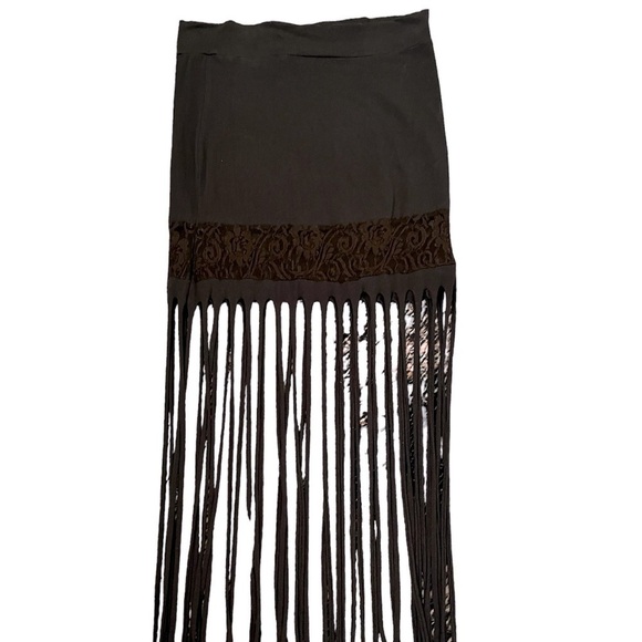 Fairy Woodland Hippie Boho Fringe Knit Brown Skirt  Handmade - Picture 1 of 5